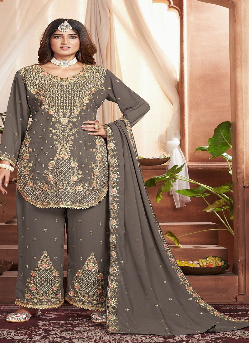 D-351 ABC Georgette Pakistani Sharara Suits Catalog